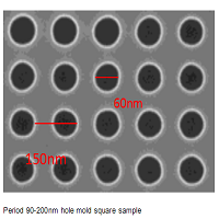 正方形孔状模板,硅,周期 90 -200nm,线宽 45-70 nm,高度  50-100nm